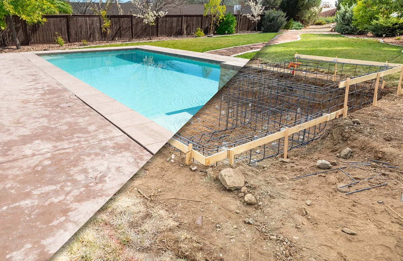 Residential pool improvement under construction