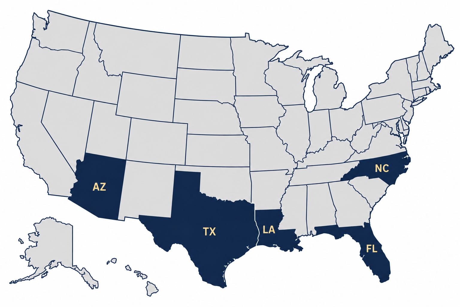 Map of states where ARCnow practices